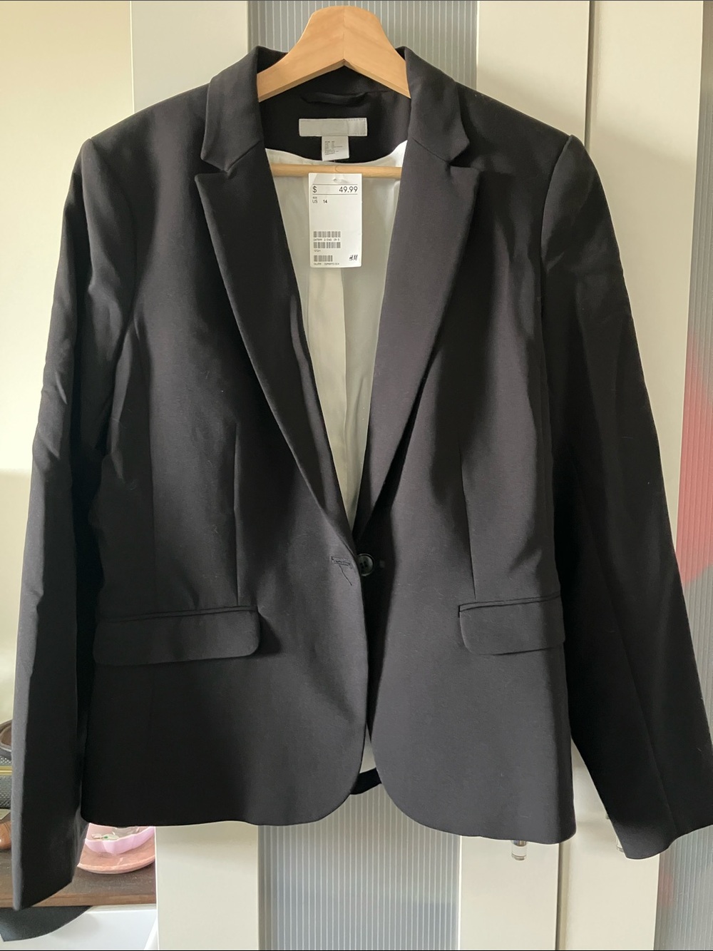 H&M Women's Black Tailored Single-Button Blazer